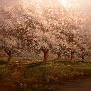 Typical Verner Moore White oil painting on canvas of apple blossoms Verner Moore White